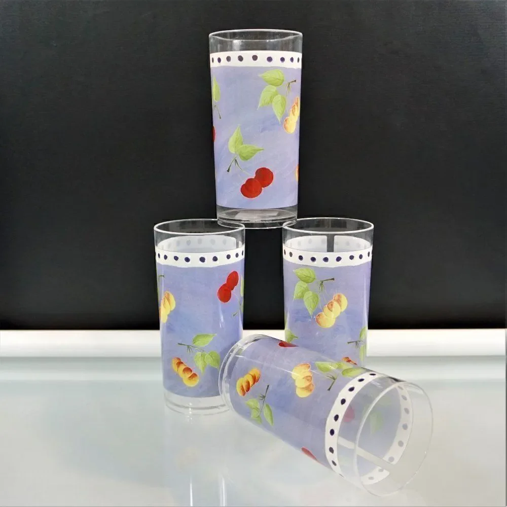 Sakura Evolution Cherry Highball Glasses Set of 4 Melamine Plastic Gracey Knight